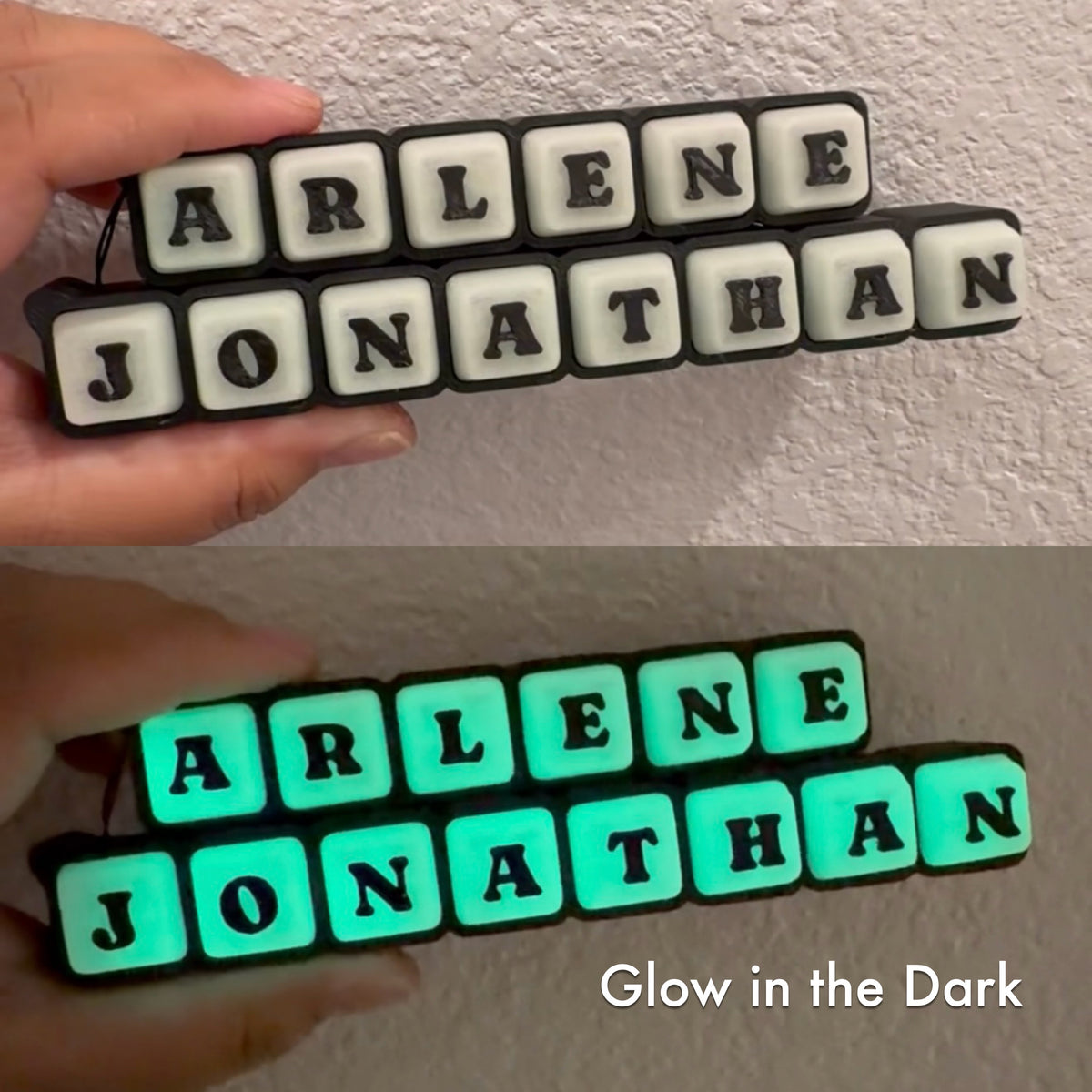 [Clicker Preorder] Custom Name Keychain - Black Base GLOW IN THE DARK Keycaps